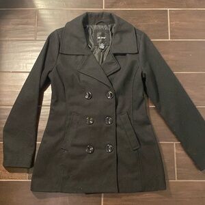 Black Wool/Polyester Peacoat